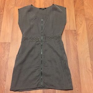 Olive green zipper dress